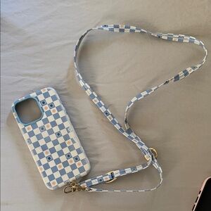 The Carp Blue Checkered Phone Case with Strap